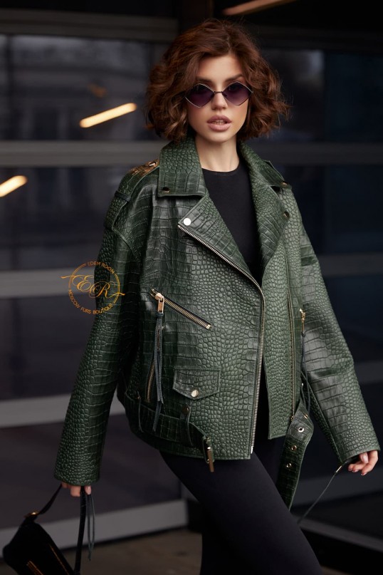 куртка - косуха из кожи под кроко