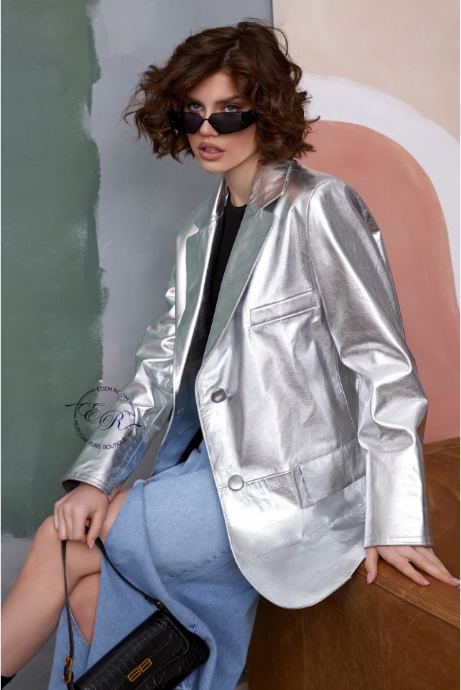 Кожаный пиджак- овер 