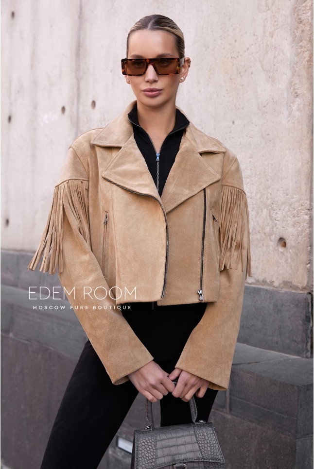 кожаная косуха с бахромой