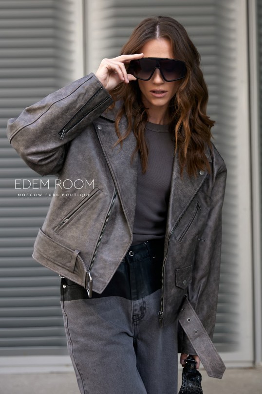 серая кожана косуха