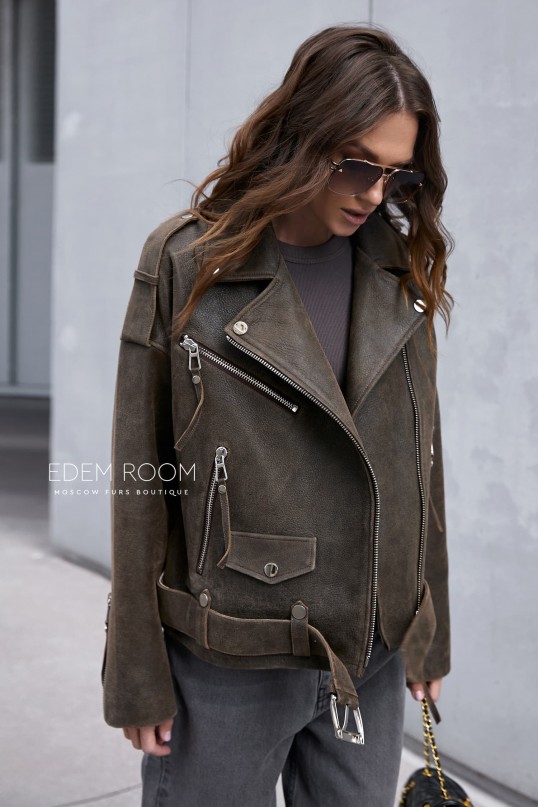 кожаная куртка с ремнём