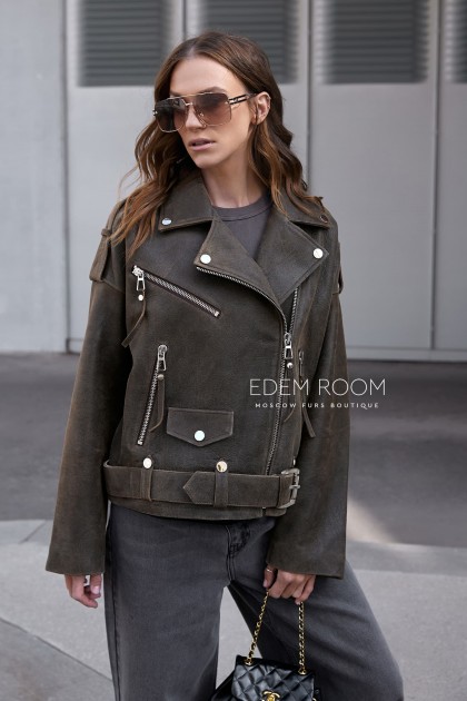 кожаная куртка с ремнём