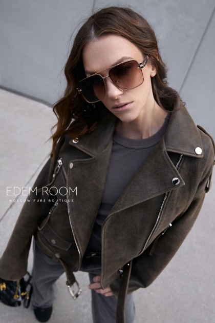 кожаная куртка с ремнём