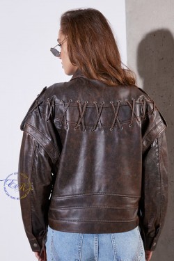 Кожаная куртка - жилетка из винтажной кожи
