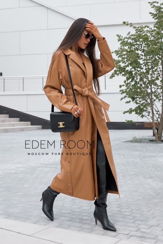 кожаный плащ на запах