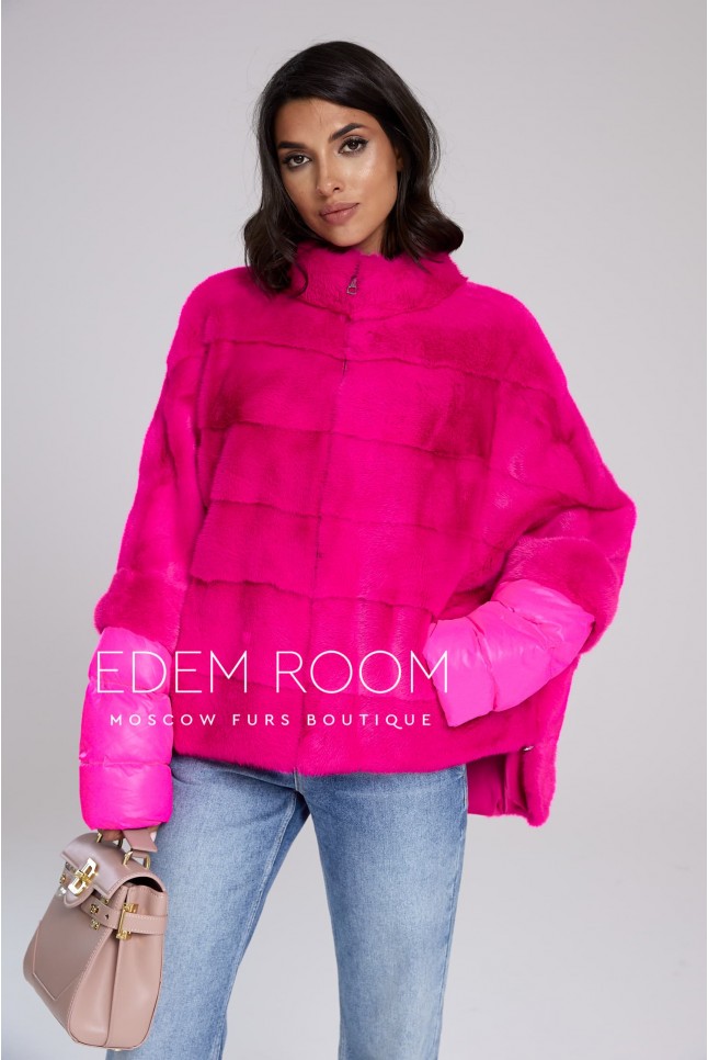 розовая норковая кофта - трансформер