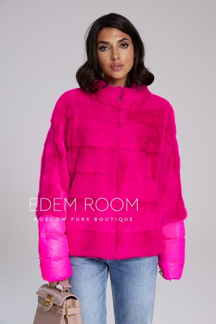 розовая норковая кофта - трансформер