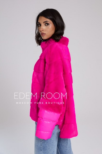 розовая норковая кофта - трансформер