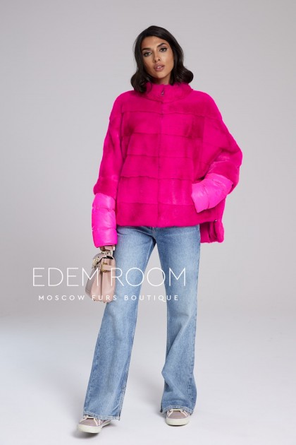 розовая норковая кофта - трансформер