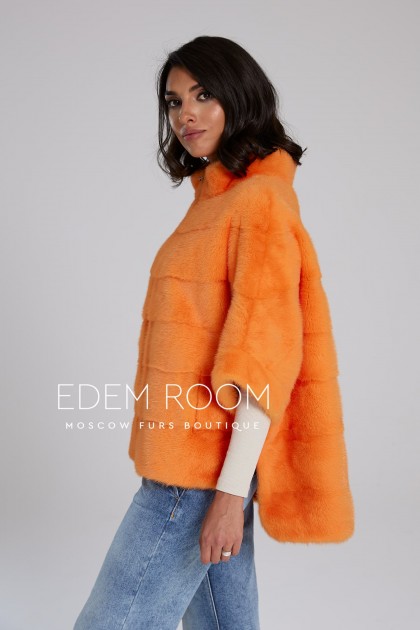 оранжевая норковая кофта на молнии