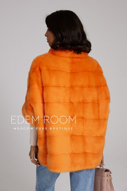 оранжевая норковая кофта на молнии