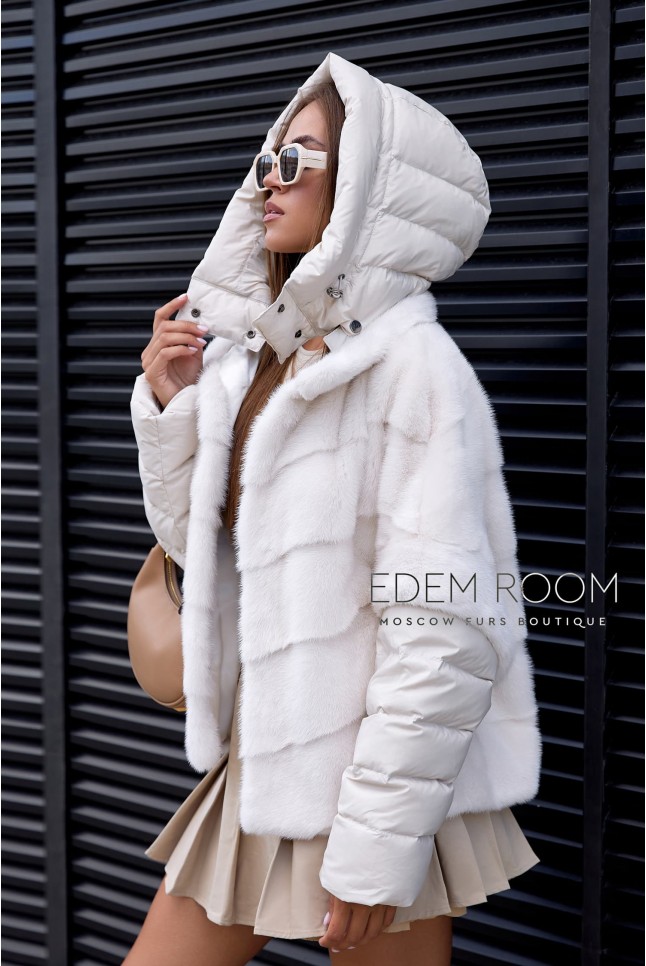 норковая куртка со съёмным капюшоном
