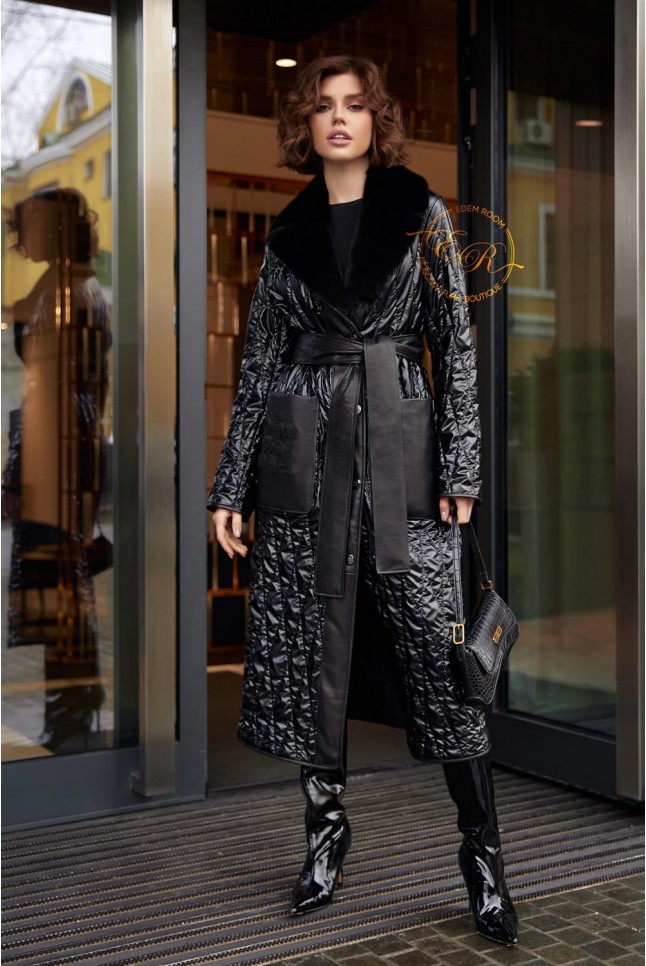 чёрное демисезонное пальто Donna Bacconi