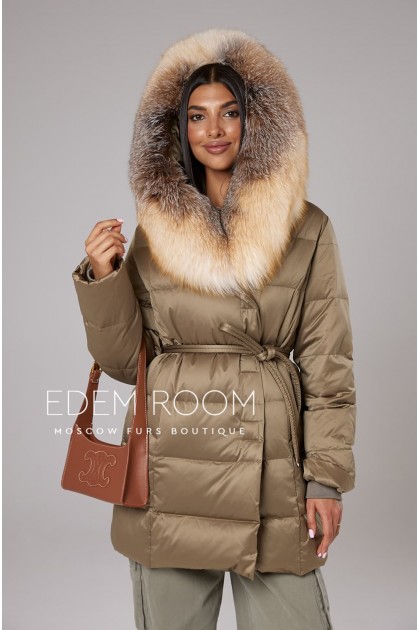 куртка - пуховик с мехом лисы