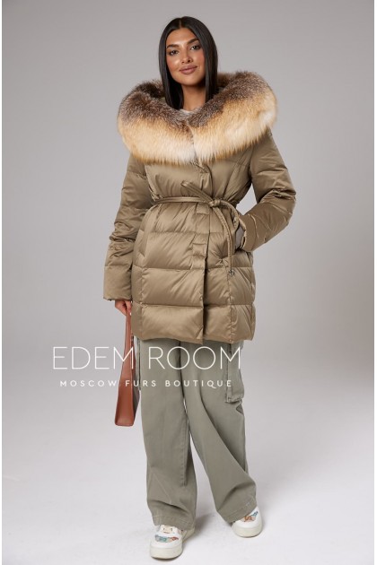 куртка - пуховик с мехом лисы
