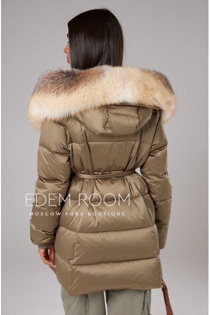 куртка - пуховик с мехом лисы