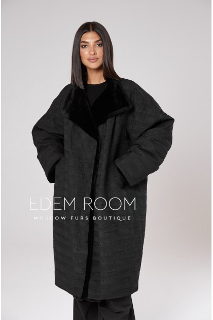 пуховое пальто с мехом мериноса