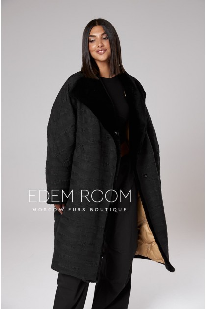 пуховое пальто с мехом мериноса