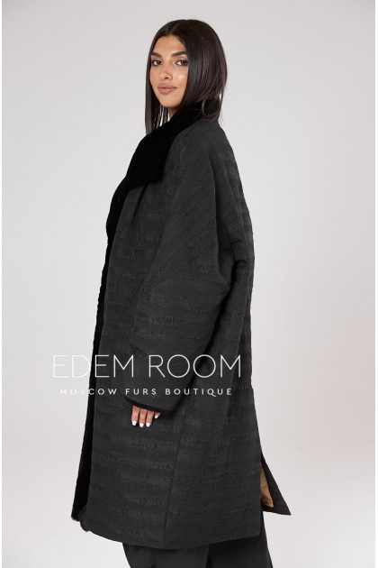 пуховое пальто с мехом мериноса