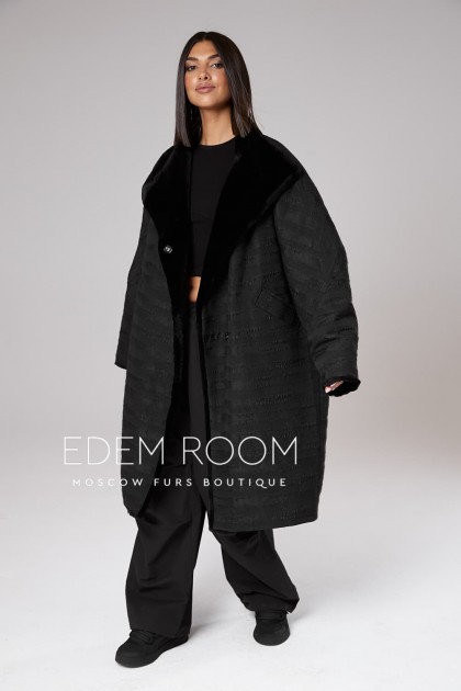 пуховое пальто с мехом мериноса