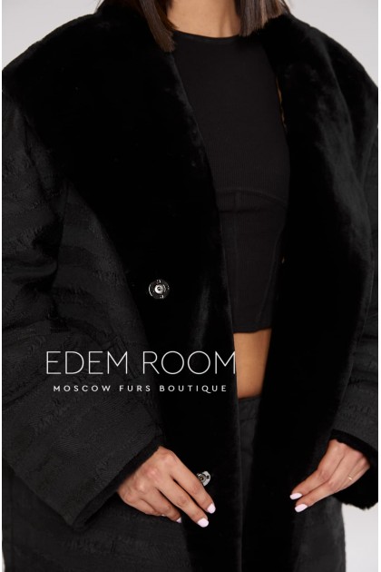 пуховое пальто с мехом мериноса