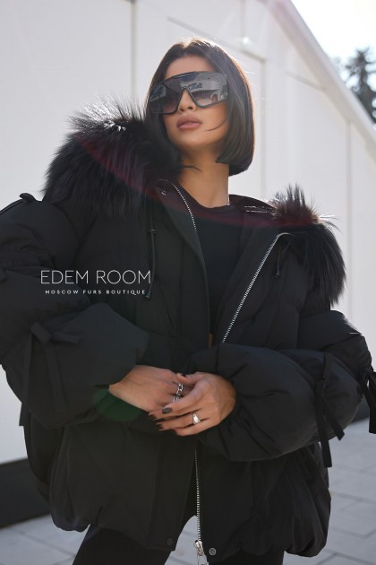 Хит продаж! чёрный пуховик с капюшоном