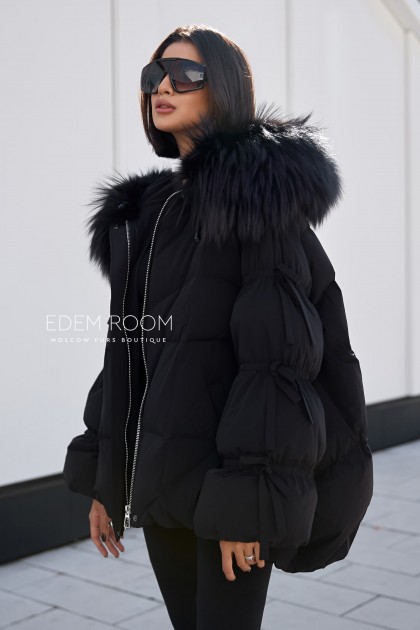 Хит продаж! чёрный пуховик с капюшоном
