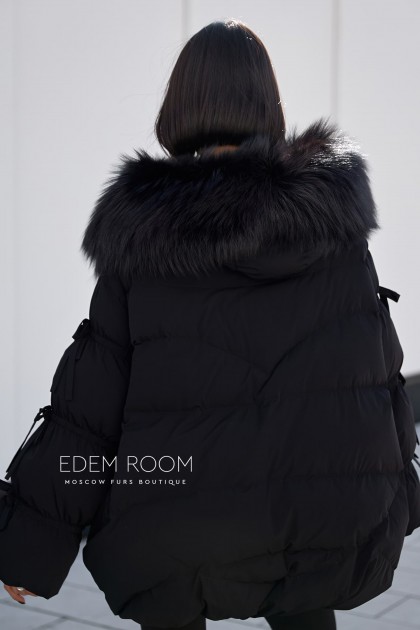 Хит продаж! чёрный пуховик с капюшоном