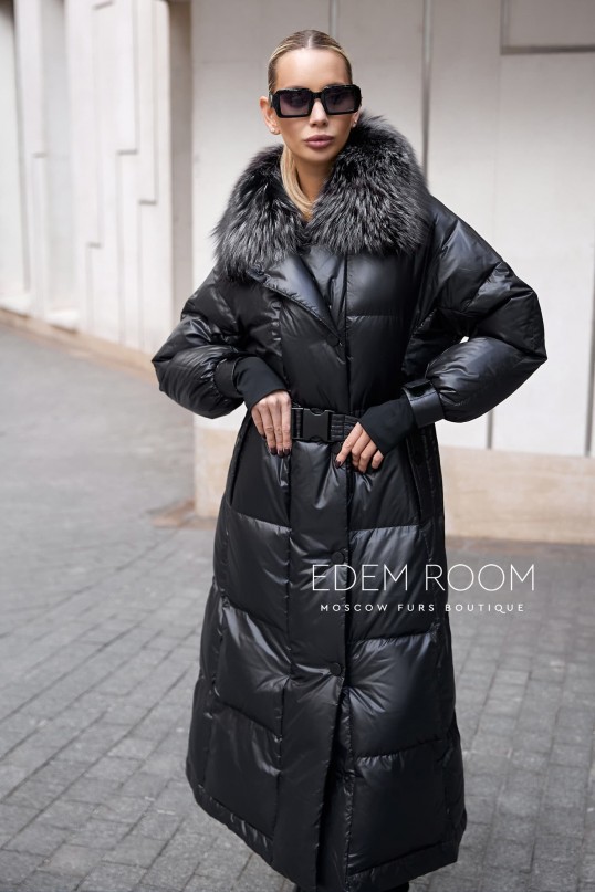 длинное пуховое пальто