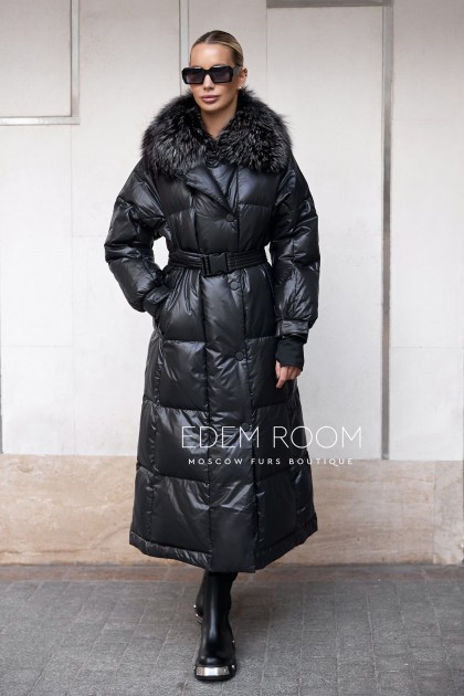длинное пуховое пальто