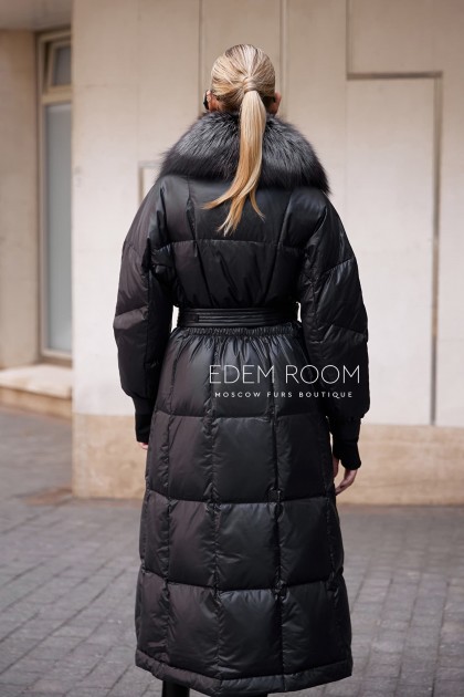 длинное пуховое пальто