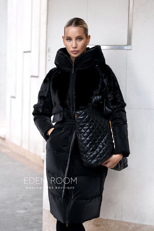пуховое пальто с мехом норки