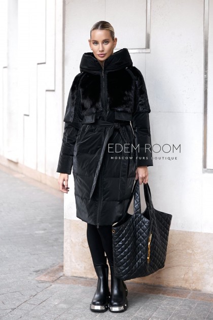 пуховое пальто с мехом норки