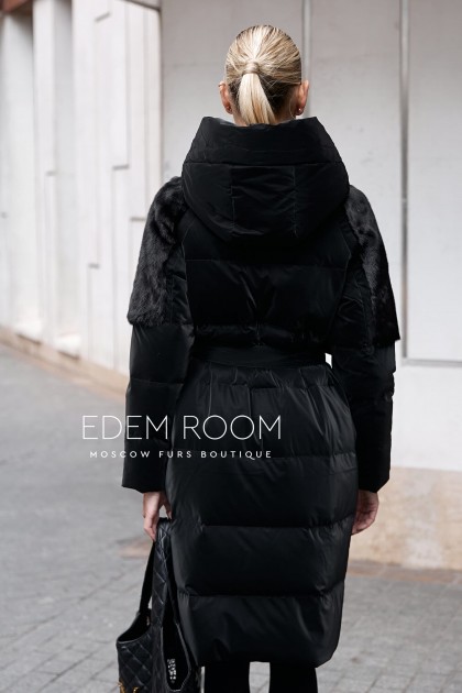 пуховое пальто с мехом норки