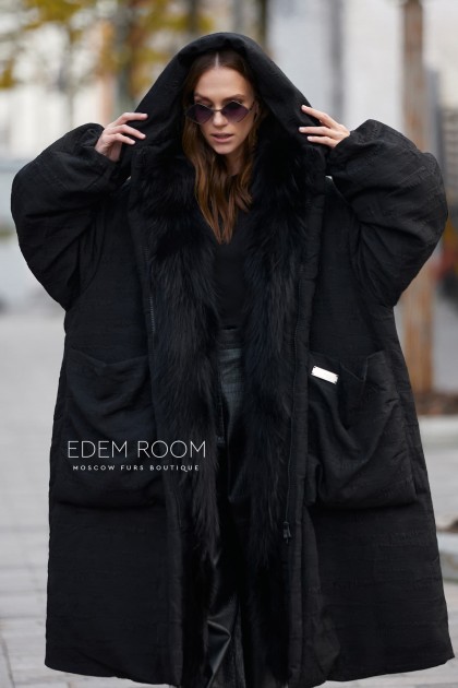 итальянское пуховое пальто с мехом