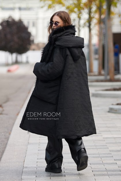 итальянское пуховое пальто с мехом