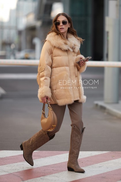 женский пуховик пуховик с мехом тиградо