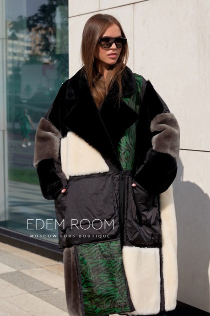 пуховое пальто - дублёнка оверсайз