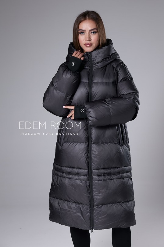 чёрный пуховик - пальто