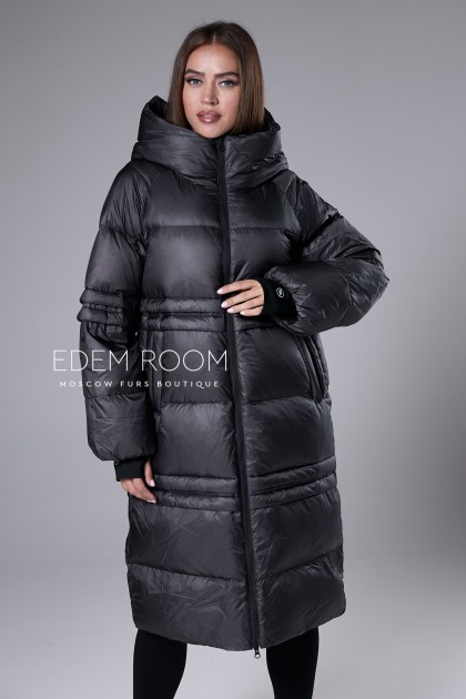 чёрный пуховик - пальто