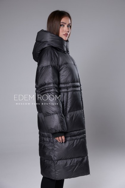 чёрный пуховик - пальто