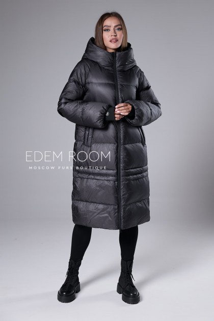 чёрный пуховик - пальто