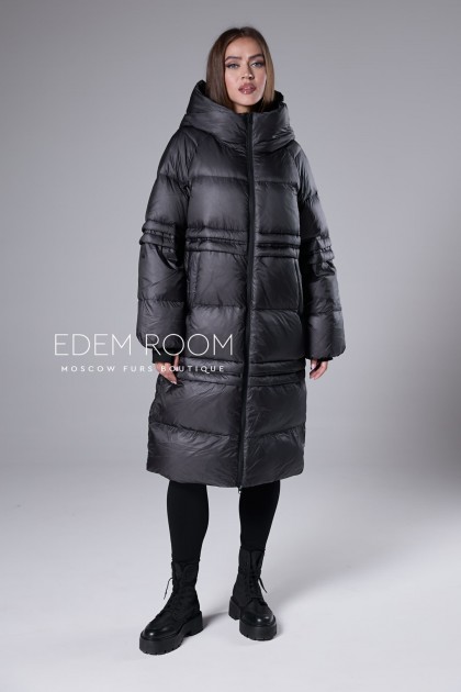 чёрный пуховик - пальто