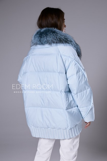 молодёжный пуховик с меховым воротником