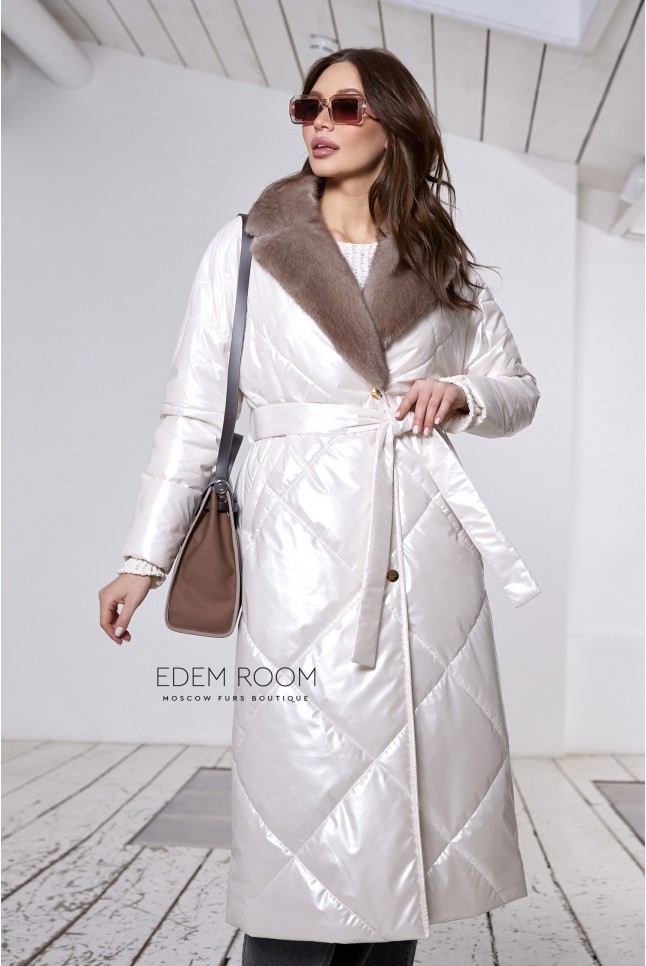 демисезонное пальто с мехом норки