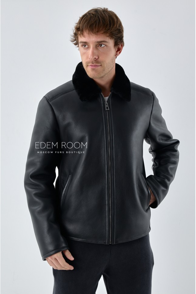 мужская куртка - дублёнка на молнии