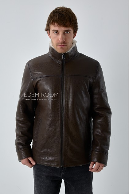 мужская коричневая дублёнка