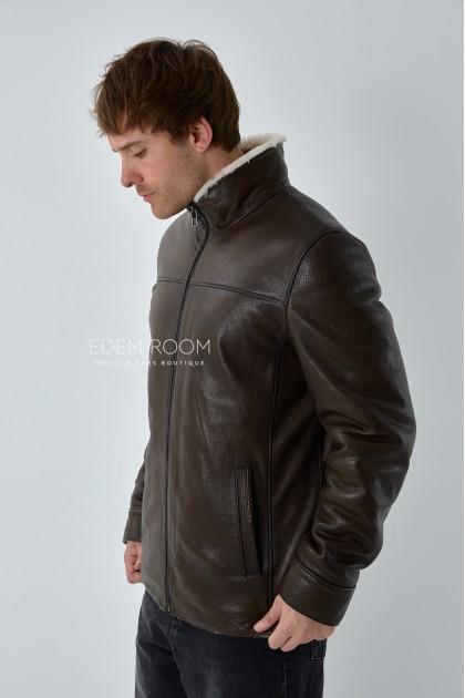 мужская коричневая дублёнка