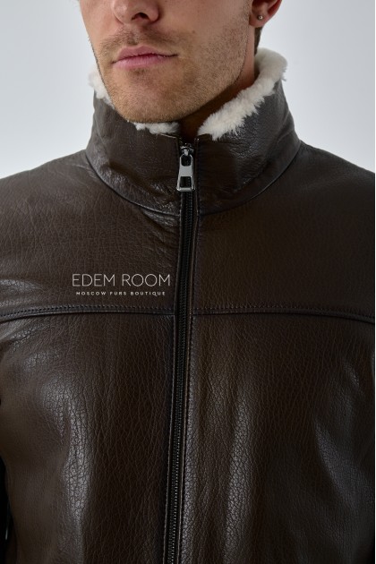 мужская коричневая дублёнка