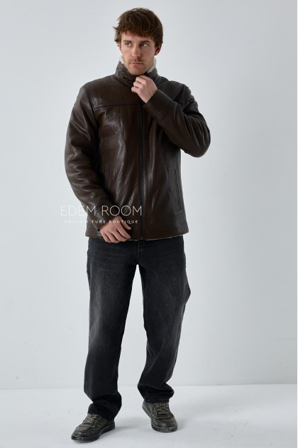 мужская коричневая дублёнка